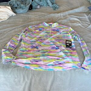 IBKUL Multicolor Long Sleeve Mock Neck Top